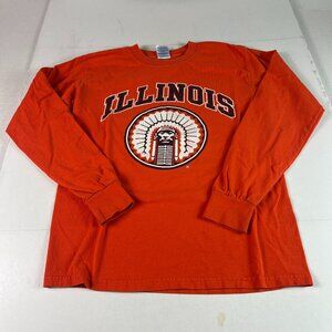 Y2K Illinois Fighting Illini Shirt Youth Small Orange Faded Logo Long Sleeve Tee